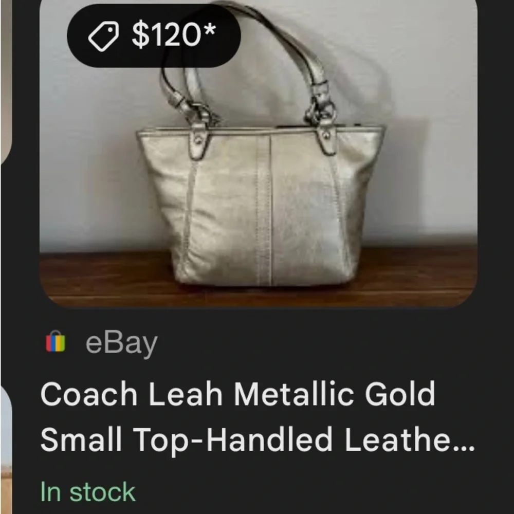 Vintage Coach Leah Metalic Gold Leather Mini Tote